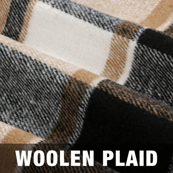 Plaid Mini Skirt Womens Wool Blend High Waist Slit Above Knee Casual - Picture 7 of 7